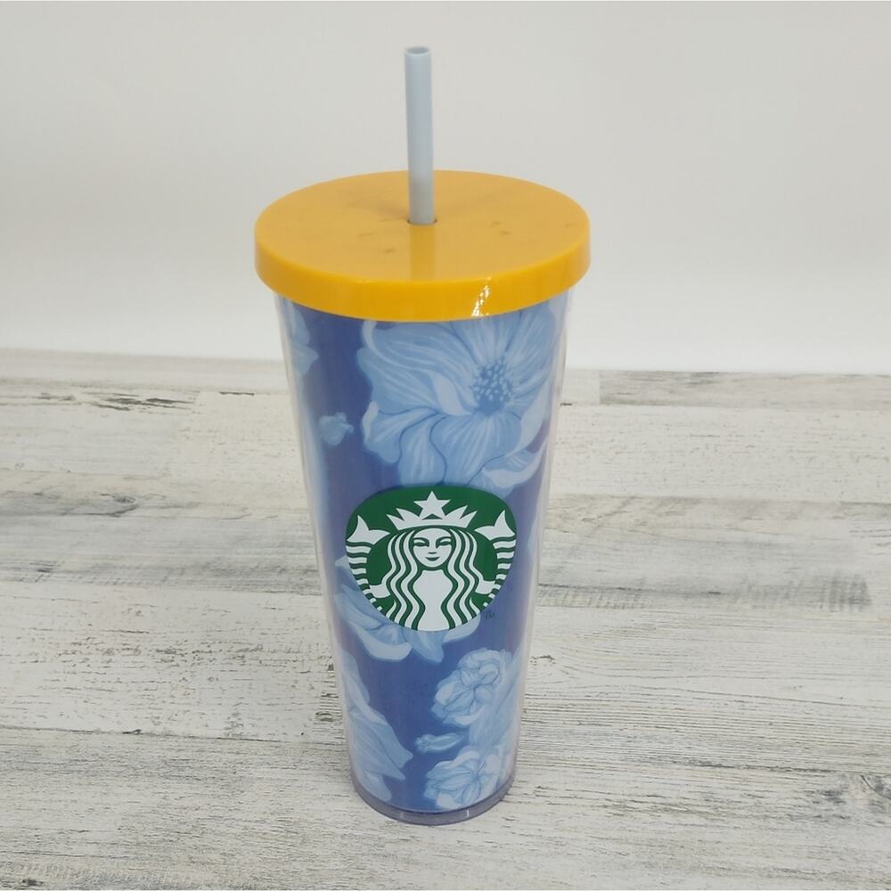 Starbucks Blue Cactus Acrylic Timber Cup With Straw RARE